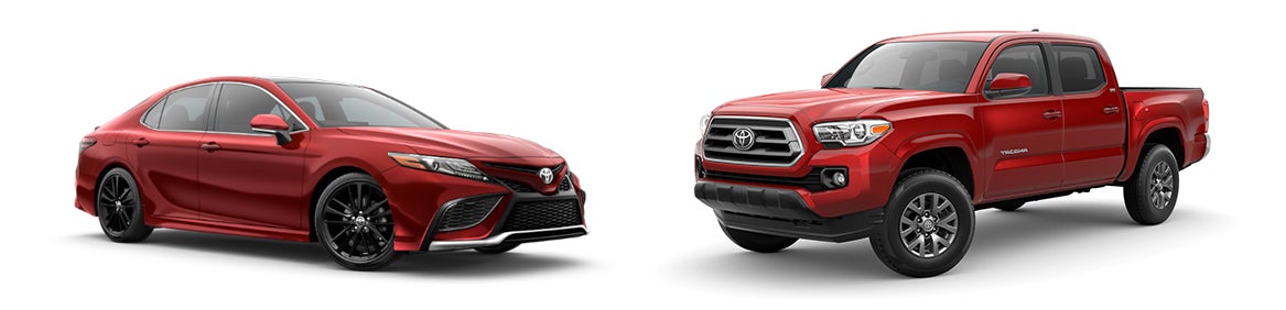 image of 2 red toyota vehicles