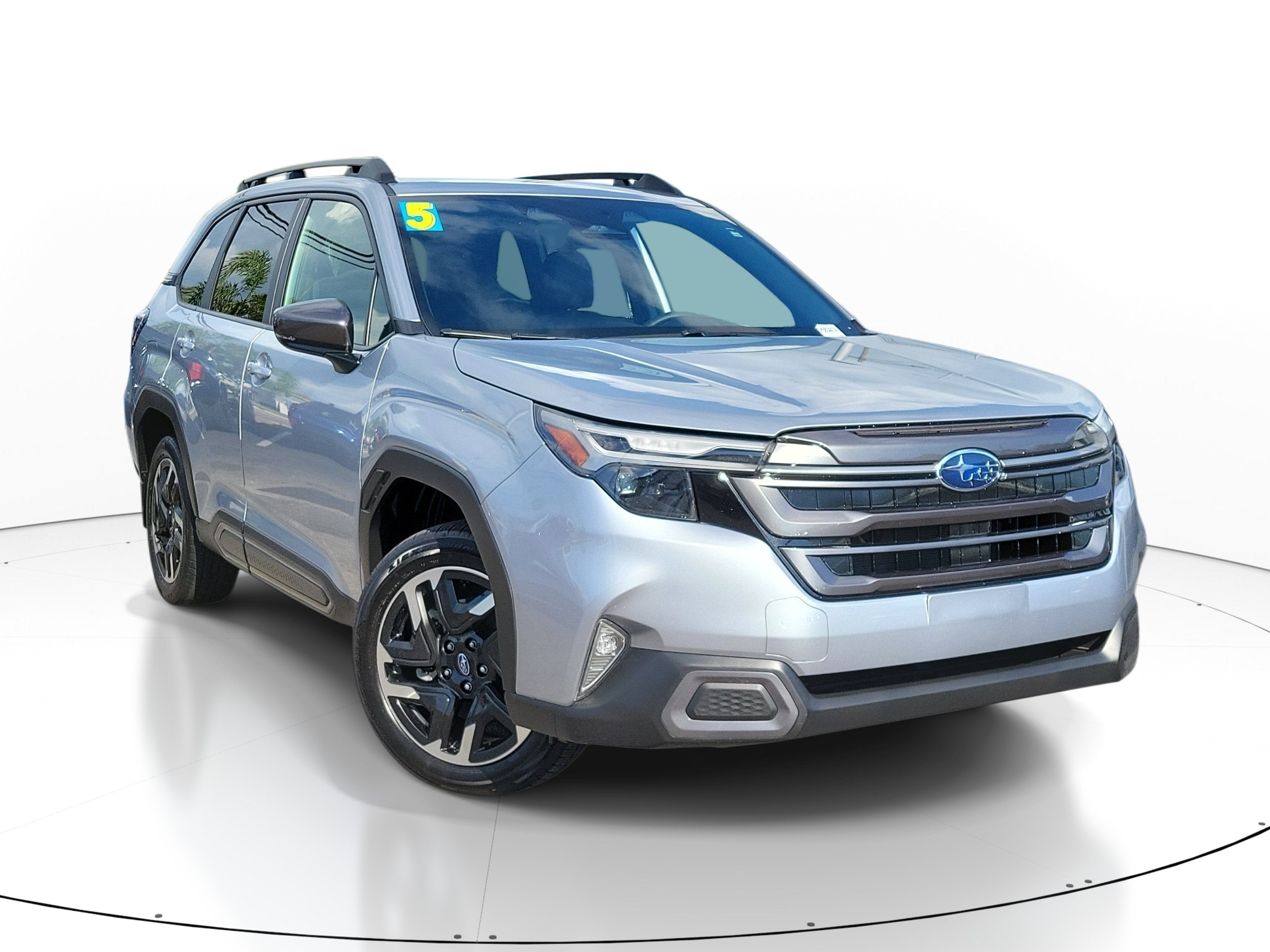 2025 Subaru Forester Limited in Ice Silver Metallic — front three-quarter view