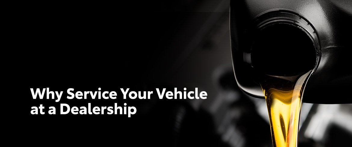 banner image with Why Service Your Vehicle at a Dealership text